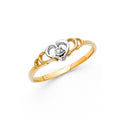 14K Two Tone Gold Heart CZ Rings (RG635)