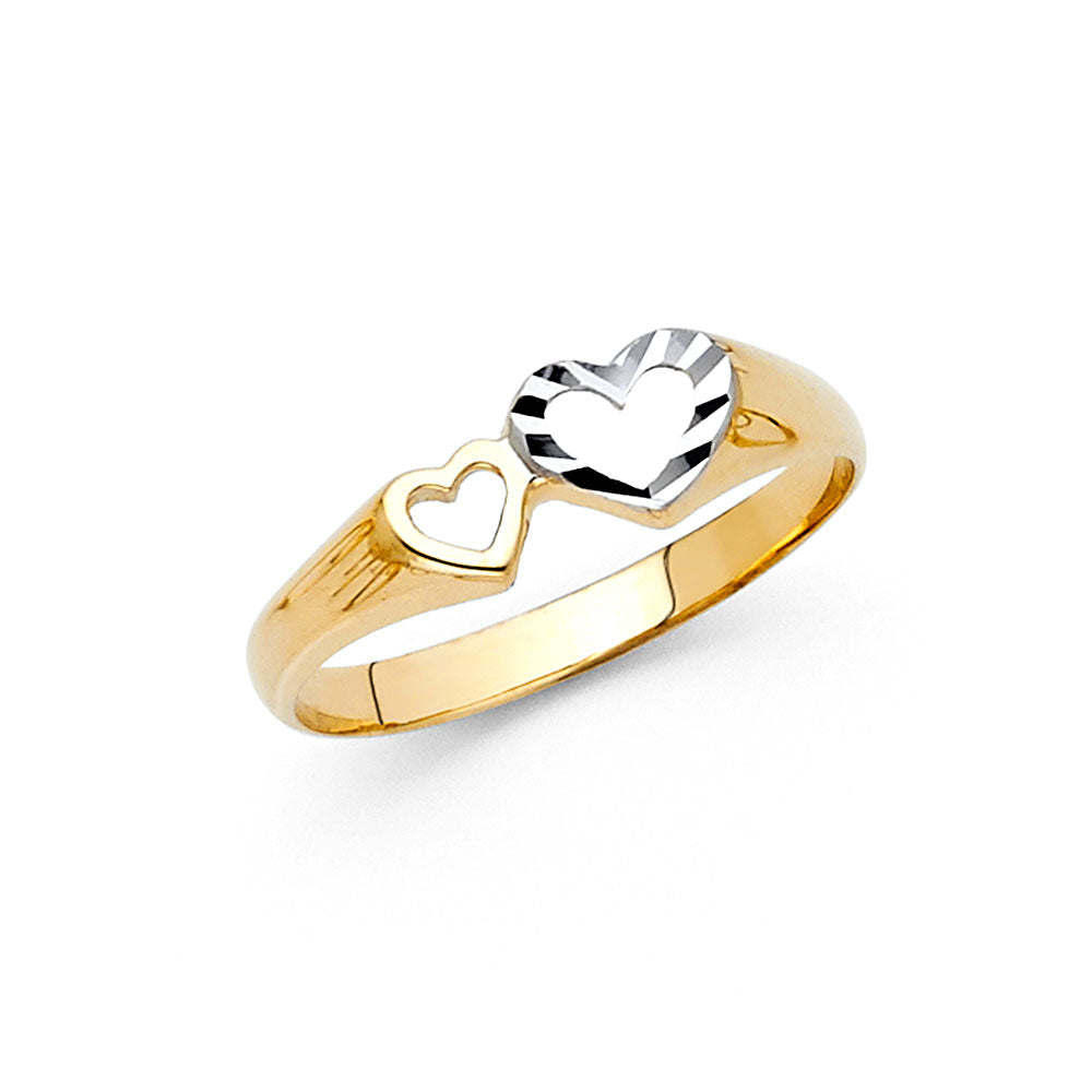 14K Two Tone Gold Heart Rings (RG638)