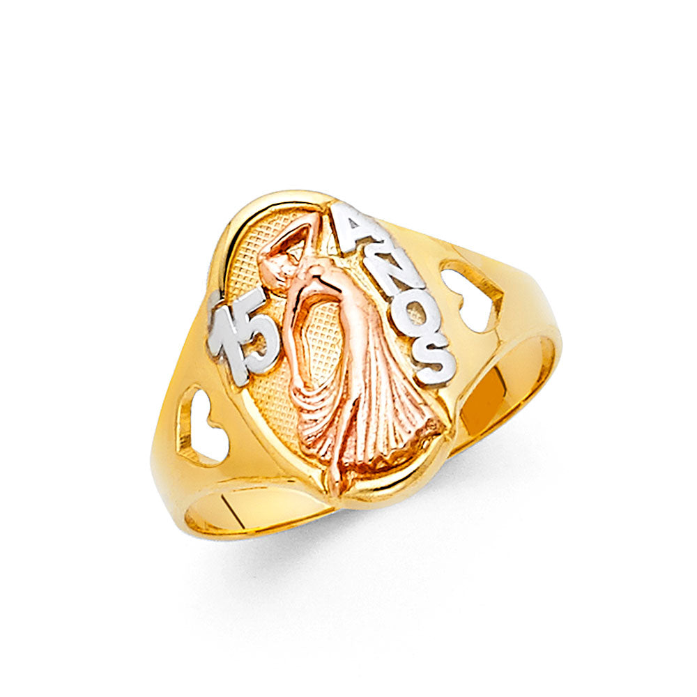 14K Yellow White Rose Gold 15 Yrs Rings (RG642)