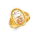 14K Yellow White Rose Gold 15 Yrs Rings (RG644)