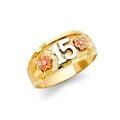 14K Yellow White Rose Gold 15 Yrs Rings (RG654)