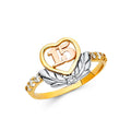 14K Yellow White Rose Gold 15 Yrs CZ Rings (RG660)