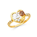 14K Yellow White Rose Gold 15 Yrs CZ Rings (RG662)