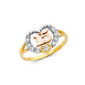 14K Yellow White Rose Gold 15 Yrs CZ Rings (RG663)