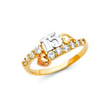 14K Yellow White Rose Gold 15 Yrs CZ Rings (RG665)