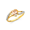 14K Yellow White Rose Gold 15 Yrs CZ Rings (RG666)