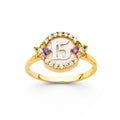 14K Two Tone Gold 15 Yr CZ Rings (RG679)