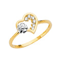14K Two Tone Gold Heart CZ Ring (RG683)