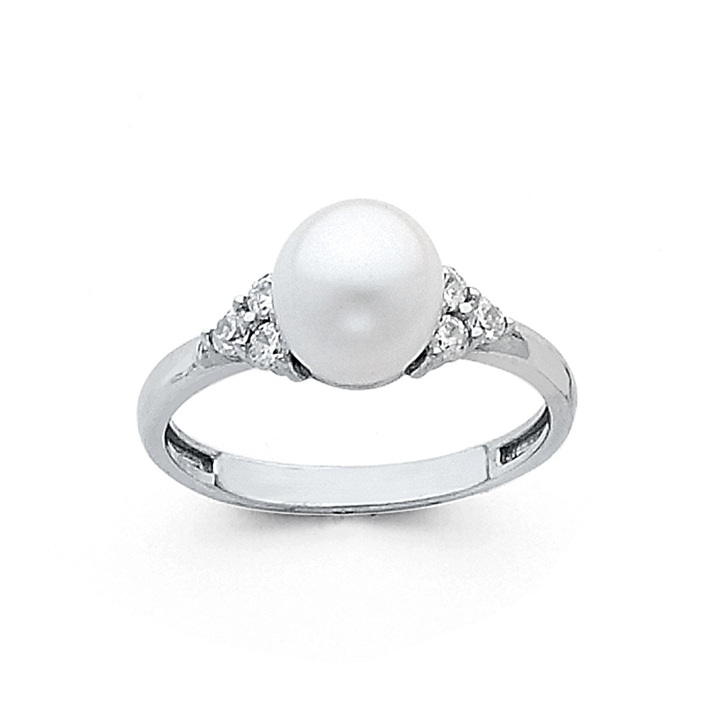 14K White Gold Pearl Rings (RG694)