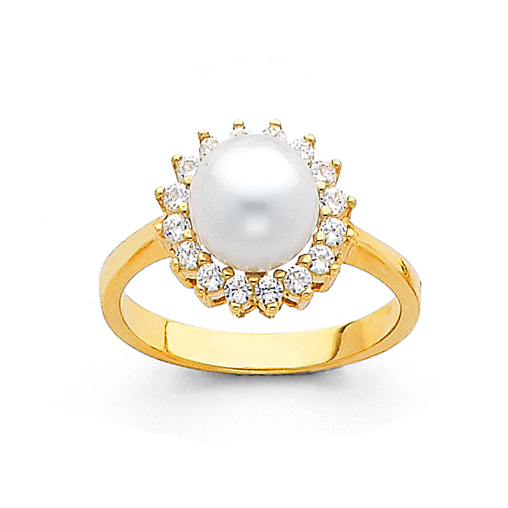 14K Yellow Gold Pearl Rings (RG695)