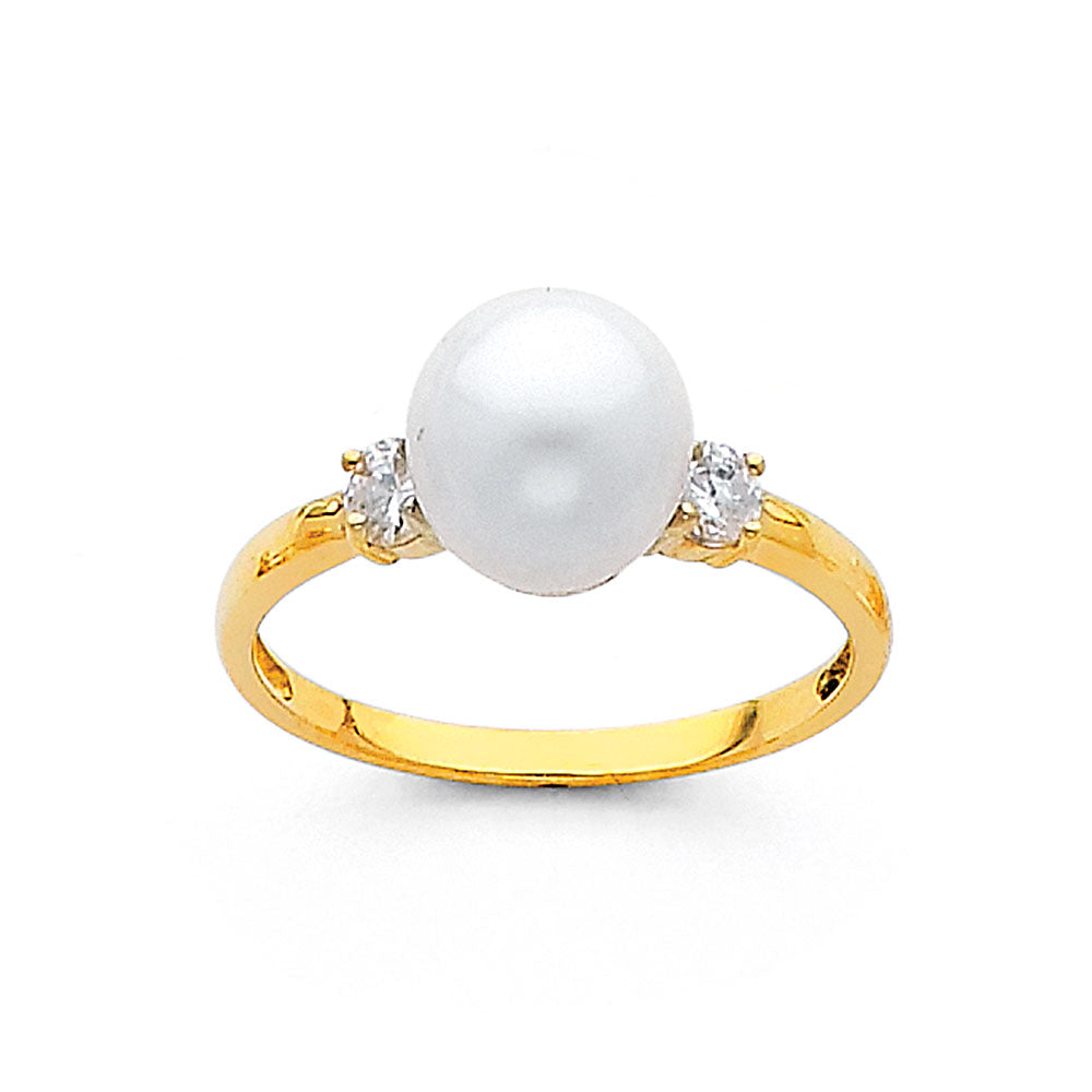 14K Yellow Gold Pearl Rings (RG696)