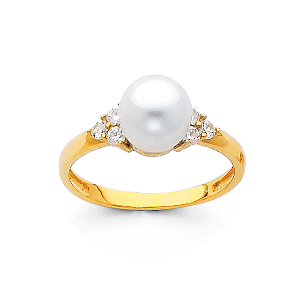 14K Yellow Gold Pearl Rings (RG697)