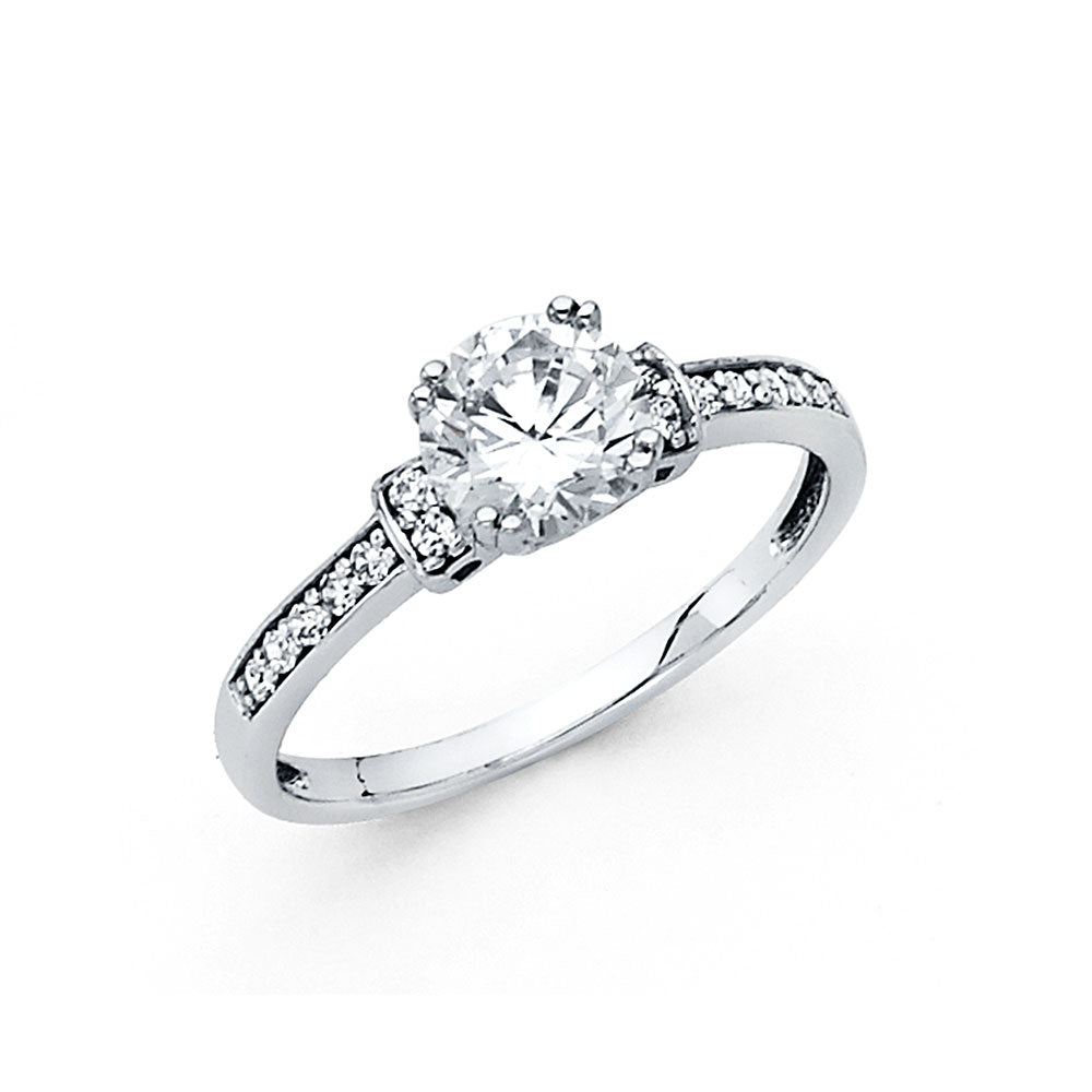 14K White Gold CZ Engagement Ring