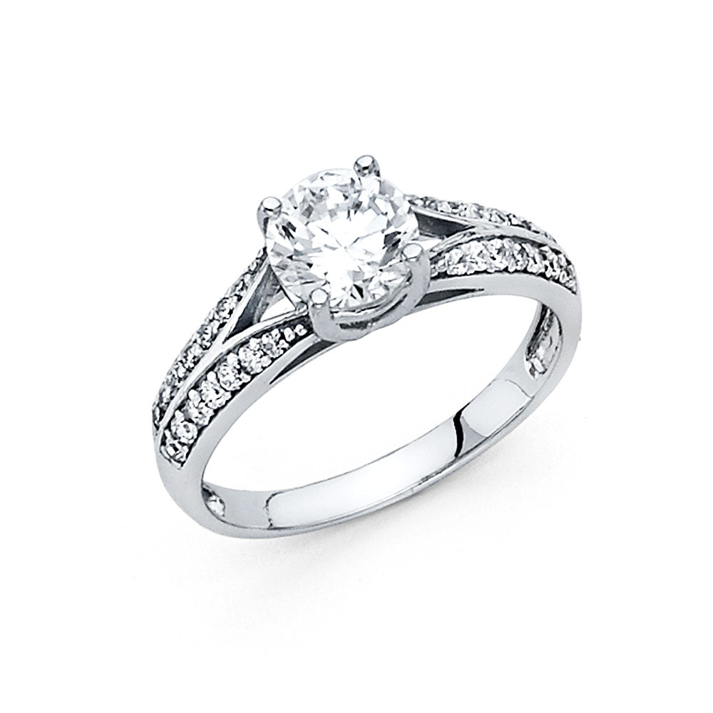 14K White Gold CZ Engagment Ring (RG701)