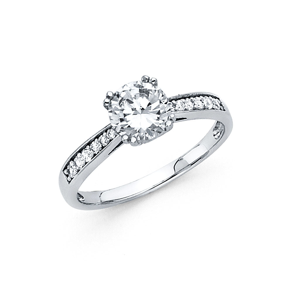 14K White Gold CZ Engagment Ring (RG702)
