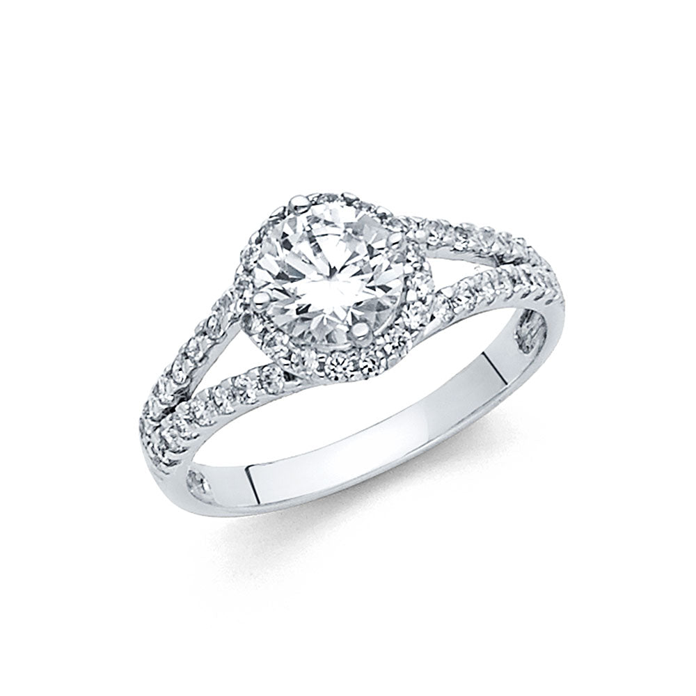14K White Gold CZ Engagment Ring (RG703)