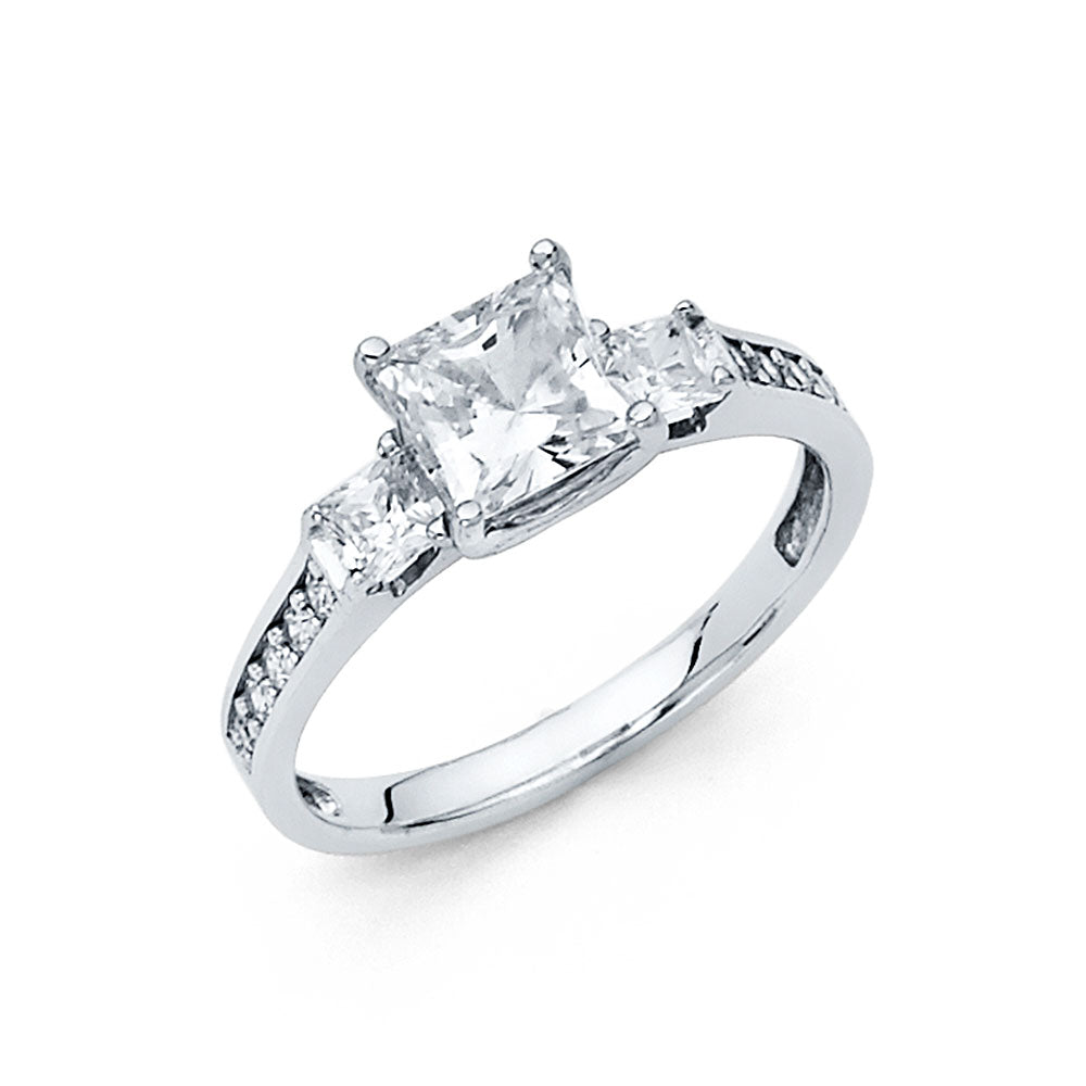 14K White Gold CZ Engagment Ring (RG704)