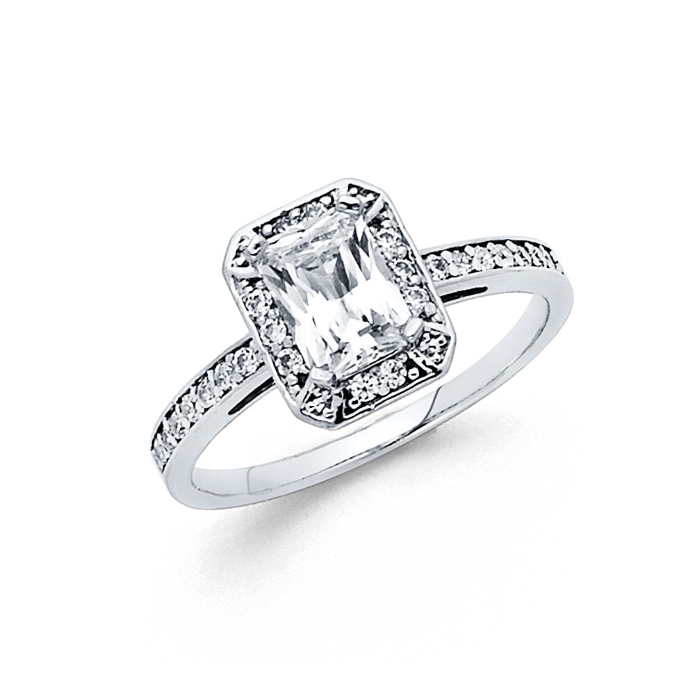 14K White Gold CZ Engagment Ring (RG707)