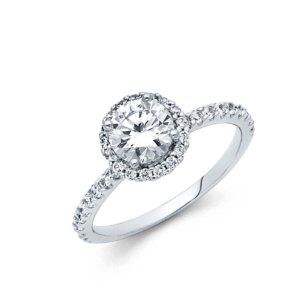14K White Gold CZ Engagment Ring (RG709)