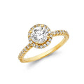 14K Yellow Gold Round CZ Engagement Ring W/Rd Side