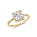 14K Yellow Gold Princess CZ Engagement Ring W/Rd Side