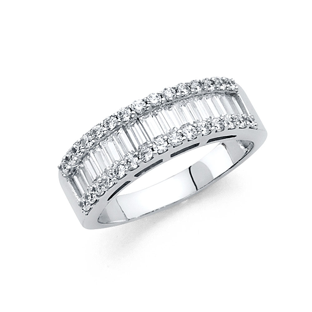 14K White Gold CZ Ladies Wedding Band