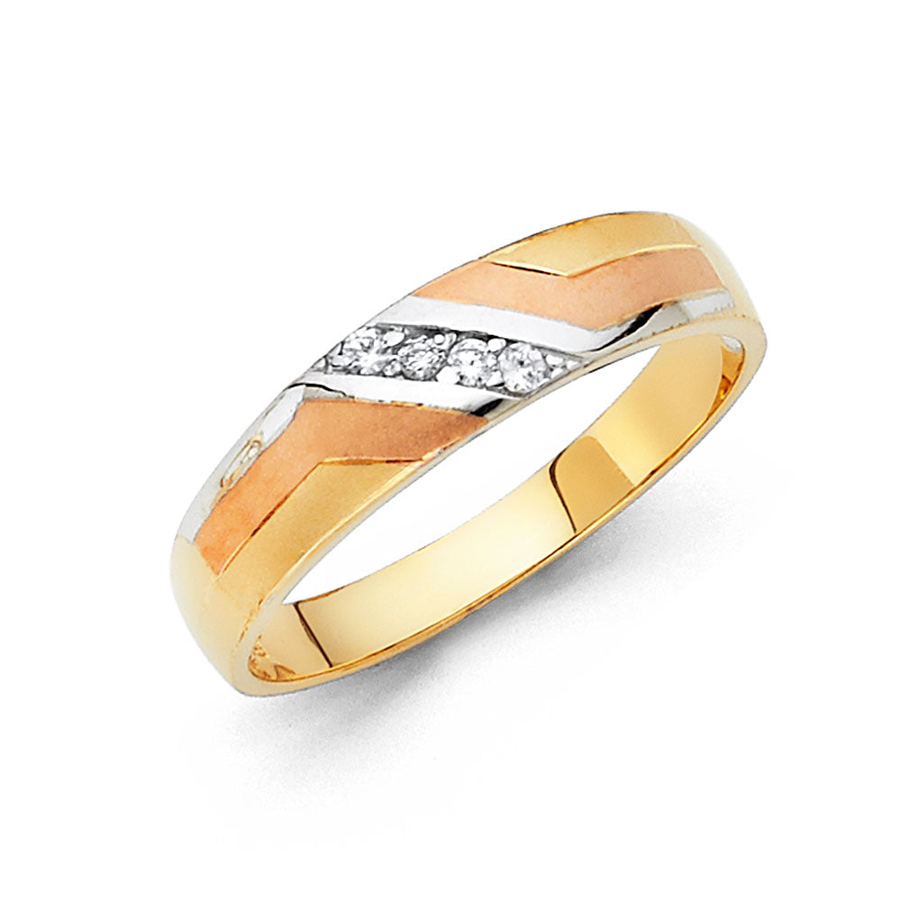 14K Yellow White Rose Gold Mens Wedding Band (RG795)