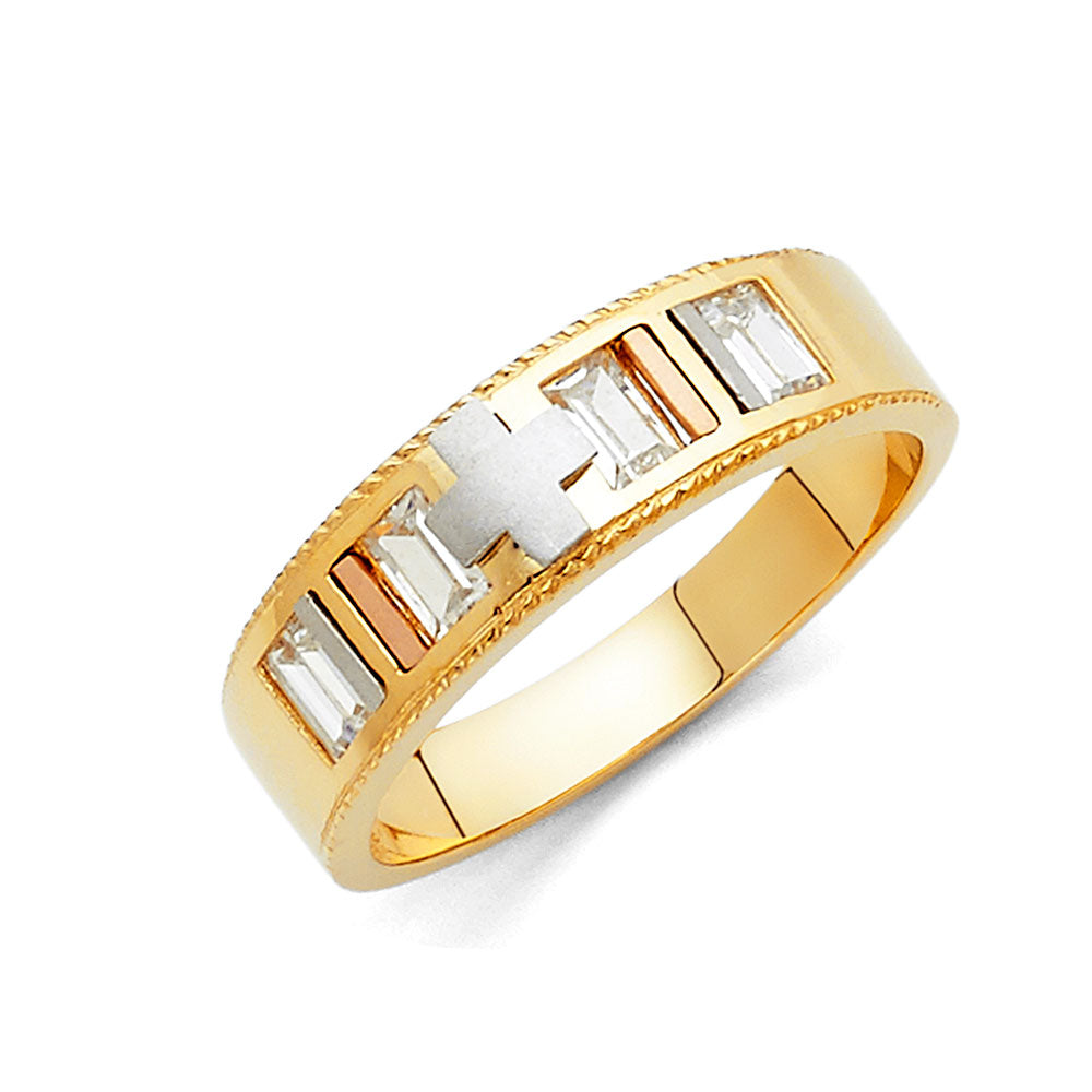 14K Yellow White Rose Gold Mens Wedding Band (RG816)