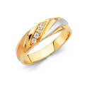 14K Yellow White Rose Gold Mens Wedding Band