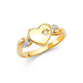 14K Two Tone Gold Heart CZ Ring