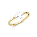 14K Two Tone Gold Cross Ring