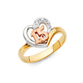 14K Yellow White Rose Gold 15 Years Heart CZ Ring