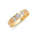 14K Yellow White Rose Gold CZ Mens Wedding Band