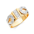 14K Two Tone Gold CZ Mens Wedding Band