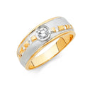 14K Two Tone Gold CZ Mens Wedding Band
