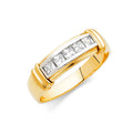 14K Two Tone Gold CZ Mens Wedding Band