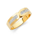 14K Yellow Gold CZ Mens Wedding Band