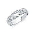 14K White Gold CZ Mens Wedding Band