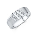 14K White Gold CZ Mens Wedding Band