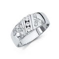 14K White Gold CZ Mens Wedding Band