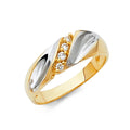 14K Two Tone Gold CZ Mens Wedding Band