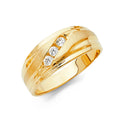 14K Yellow Gold CZ Mens Wedding Band