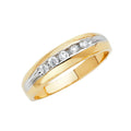 14K Two Tone Gold CZ Mens Wedding Band