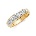 14K Two Tone Gold CZ Mens Wedding Band