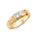 14K Yellow Gold CZ Mens Wedding Band