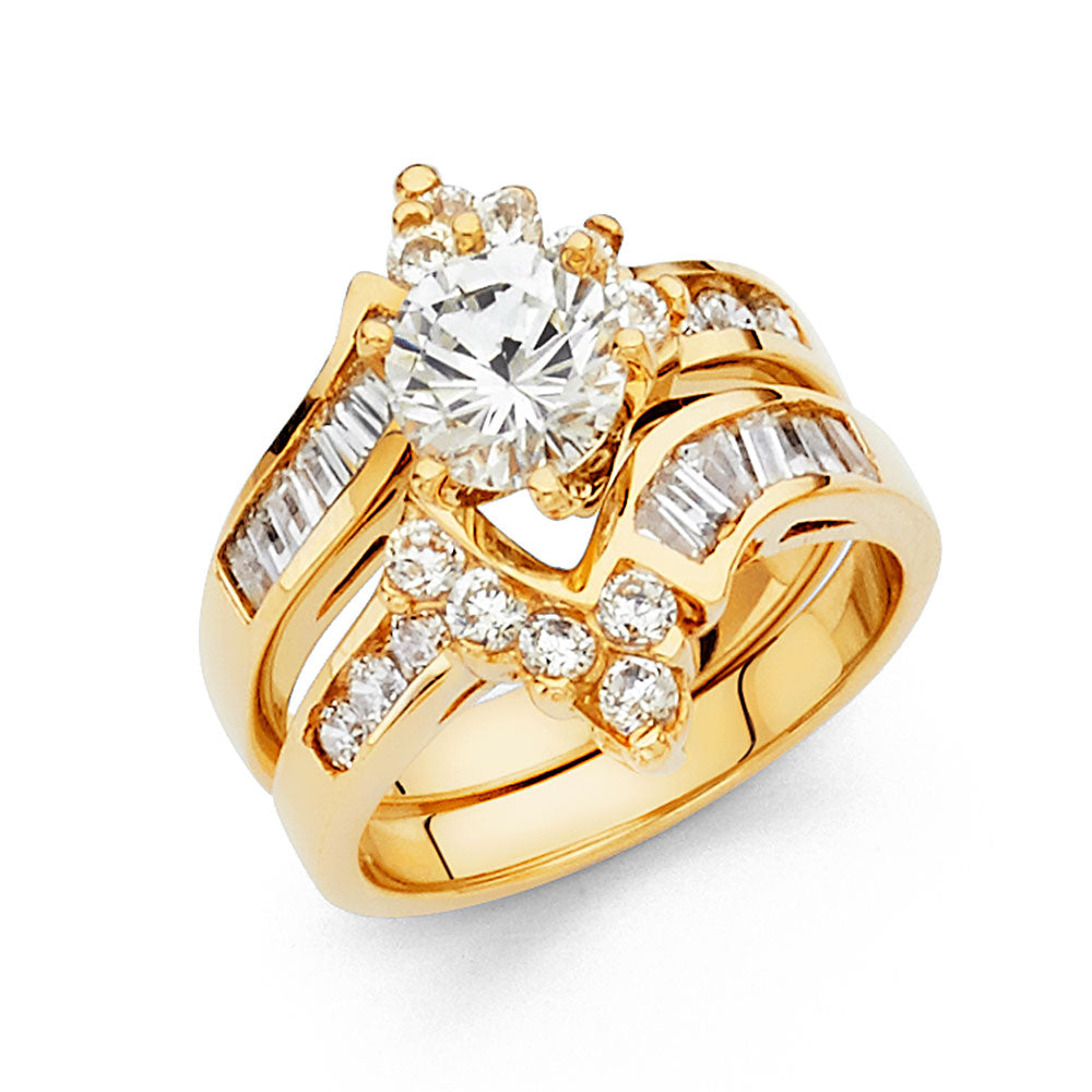 14K Yellow Gold CZ Duo Set