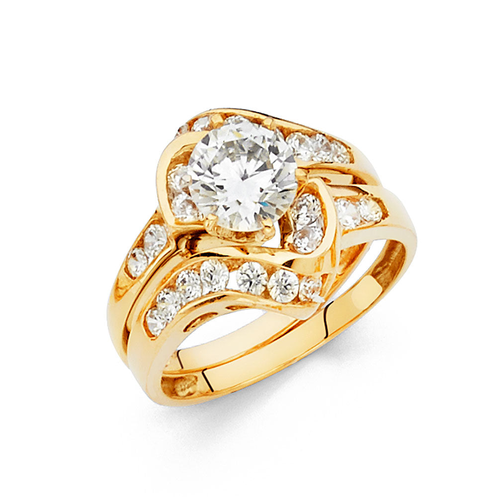 14K Yellow Gold CZ Duo Set