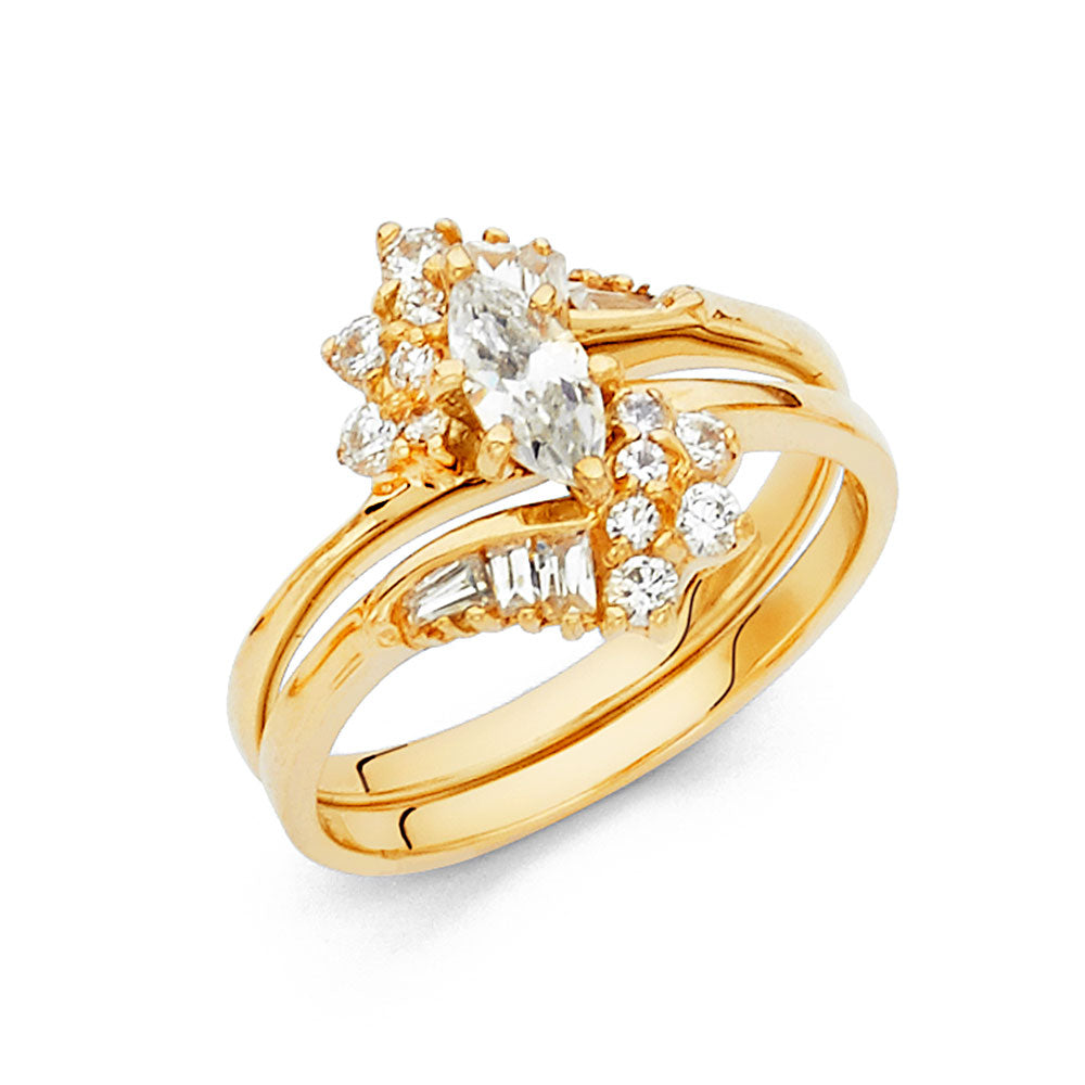 14K Yellow Gold CZ Duo Set