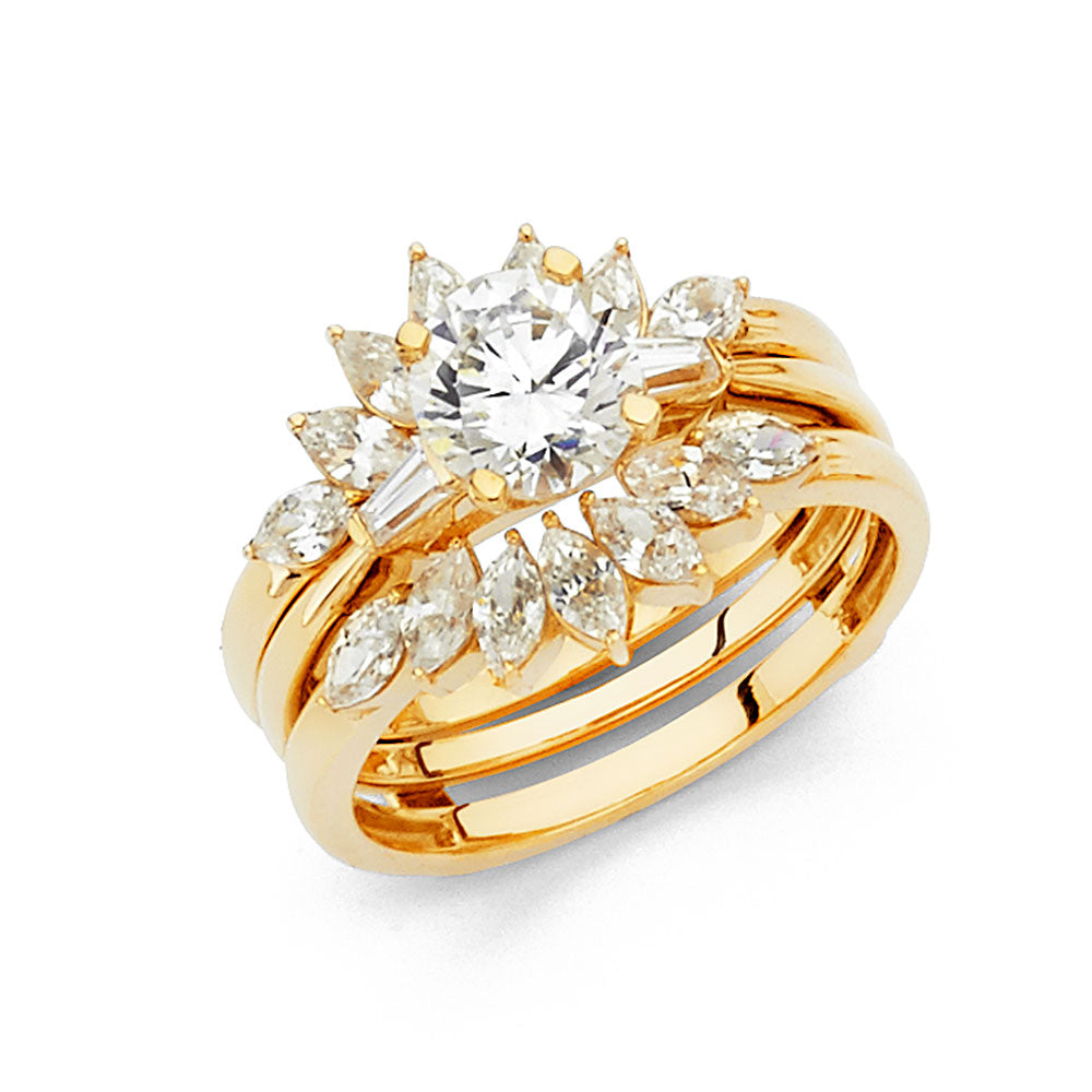 14K Yellow Gold CZ Duo Set