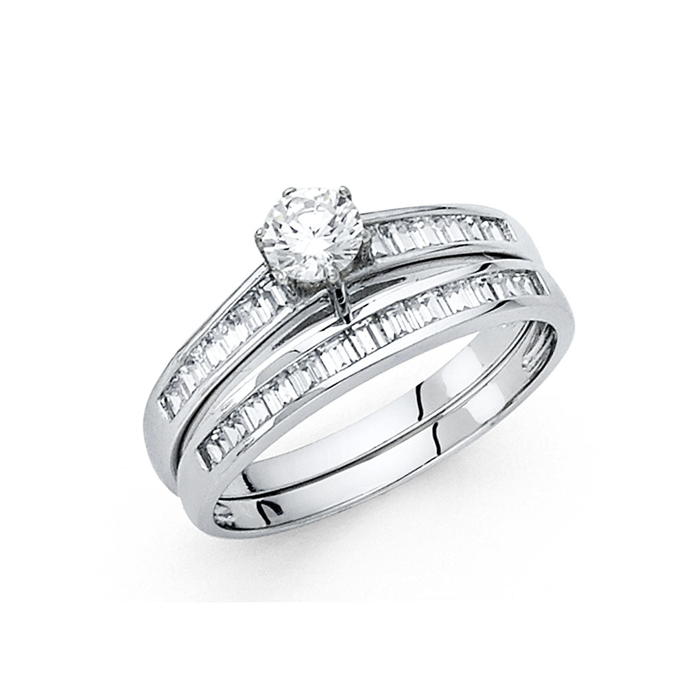 14K White Gold CZ Engagement Ring